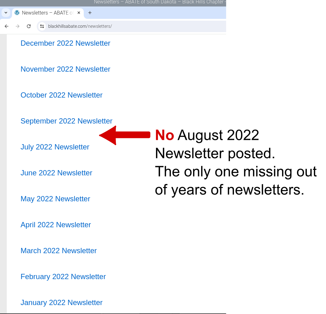 ABATE's only missing newsletter, Aug 2022