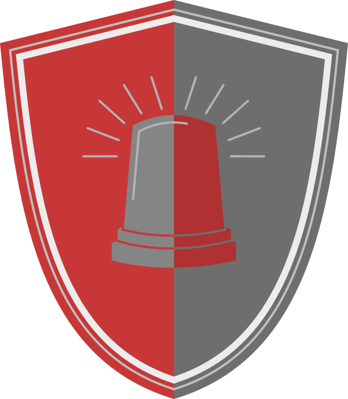 gray and red siren shield logo