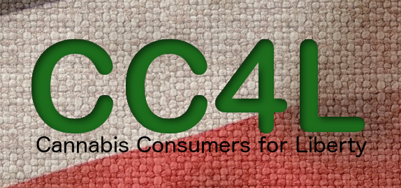 CC4L- Cannabis Consumers for Liberty with hemp fabric background