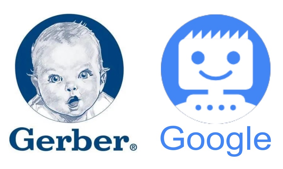 Gerber and Google logos Gerber baby logo and Google robot logo